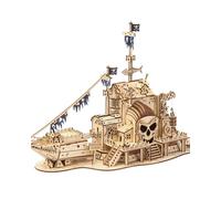 Puzzles 3D en bois pour adultes - Kit de modèle de bateau pirate, modèles en bois stimulants pour adultes à construire - Phantom Pirate Bay, idéal pour les vacances ou les cadeaux d'anniversaire