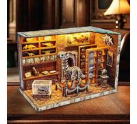 Puzzles 3D en bois pour adultes, maison de poupée miniature à faire soi-même, kit de coin livre, kit de modèle LED intégré, musée des dinosaures, kit de coin de livres, puzzle 3D en bois, pour la