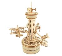 Puzzles 3D en bois pour adultes - ROBOTIME kit de modèle de boîte à musique à monter soi-même - tour de contrôle d'avion