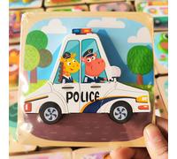 Puzzles 3d En Bois Pour Tout-Petits,Planches À Main,Jouets Tangram,Jouets Pour Bébés,Véhicule De Dessin,Animaux - Type Police Car