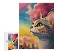 Puzzles 500 PCS Close Up Cat Puzzles pour Adolescents Jeux Relaxants Défi Difficile Cadeaux Uniques d'anniversaire Et De Noël 500 PCS
