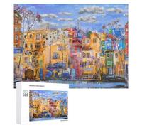 Puzzles 500 PCS Colorful Cityscape Painting-3 Puzzles pour Adolescents Jeux Relaxants Défi Difficile Cadeaux Uniques d'anniversaire Et De Noël 500 PCS