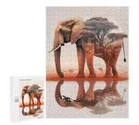 Puzzles 500 PCS Elephant Sunset Animal Puzzles pour Adolescents Jeux Relaxants Défi Difficile Cadeaux Uniques d'anniversaire Et De Noël 500 PCS