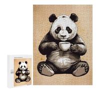 Puzzles 500 PCS Panda and Coffee Puzzles pour Adolescents Jeux Relaxants Défi Difficile Cadeaux Uniques d'anniversaire Et De Noël 500 PCS