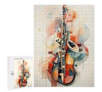 Puzzles 500 PCS pour Adolescents Abstract Saxophone Puzzles pour Adultes À Monter Soi-même - Jeux Éducatifs Et Amusants en Famille 500 PCS