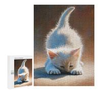 Puzzles 500 PCS pour Adolescents Adorable Kitten Stretching Puzzles pour Adultes Améliore La Mémoire Interaction Parent-Enfant Jouet Jeu Intellectuel 500 PCS