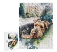 Puzzles 500 PCS pour Adolescents Airedale Sleeps in Garden Puzzles pour Adultes Décoration Murale Jouet Difficile, Difficile, Stimulant À Compléter 500 PCS