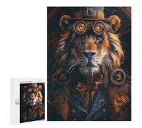 Puzzles 500 PCS pour Adolescents Animal Steampunk Lion Puzzle pour Adultes : Un Jeu Manuel Amusant Et Humoristique pour Un Anniversaire Ou Noël 500 PCS