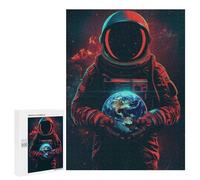 Puzzles 500 PCS pour Adolescents Astronaut Holding Earth Puzzles pour Adultes Jeux De Détente Décoration Murale Idéal comme Cadeau pour Toute La Famille 500 PCS