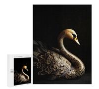 Puzzles 500 PCS pour Adolescents Black and Gold Swan Jeu De Puzzle Casse-tête Anti-Stress Stimulant À Compléter 500 PCS