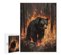 `Puzzles 500 PCS pour Adolescents Black Bear in Fire Puzzles pour Adultes Jeux De Détente Découpe De Précision Offre Spéciale Cadeaux pour Toute La Famille 500 PCS