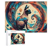 Puzzles 500 PCS pour Adolescents Colorful Abstract Cat Artwork Jeux De Puzzle Relaxants Améliorent La Mémoire Offrez-Les en Cadeau À Toute La Famille 500 PCS