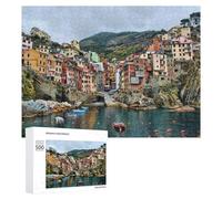 Puzzles 500 PCS pour Adolescents Colorful Coastal Village Scene Jeux De Puzzle Relaxants Améliorent La Mémoire Offrez-Les en Cadeau À Toute La Famille 500 PCS