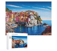Puzzles 500 PCS pour Adolescents Colorful Coastal Village Scene Puzzles pour Adultes Jeux Relaxants Difficulté Défi Éducatif Difficile 500 PCS