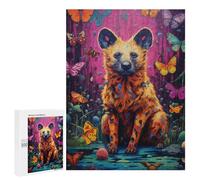 Puzzles 500 PCS pour Adolescents Colorful Hyena with Butterflies Jeux De Puzzle Relaxants Améliorent La Mémoire Offrez-Les en Cadeau À Toute La Famille 500 PCS