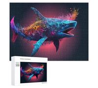 Puzzles 500 PCS pour Adolescents Colorful Shark Artwork Jeux De Puzzle Relaxants Améliorent La Mémoire Offrez-Les en Cadeau À Toute La Famille 500 PCS