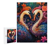 Puzzles 500 PCS pour Adolescents Colorful Swans in Art Puzzle pour Adultes Jeux Amusants Une Œuvre d'art Aidez Votre Cerveau À Faire Travailler 500 PCS