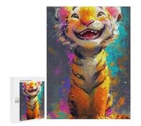 Puzzles 500 PCS pour Adolescents Colorful Tiger Painting Artwork-2 Puzzles pour Adultes Améliore La Mémoire Défi Éducatif Réduction du Stress Cadeaux 500 PCS