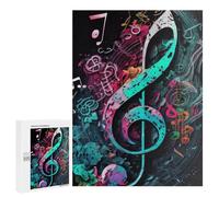 Puzzles 500 PCS pour Adolescents Colorful Treble Clef Abstract Art Puzzles pour Adultes Jeux Relaxants Difficulté Défi Éducatif Difficile 500 PCS