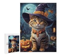 Puzzles 500 PCS pour Adolescents Cute Cat Halloween Puzzles pour Adultes À Monter Soi-même - Jeux Éducatifs Et Amusants en Famille 500 PCS