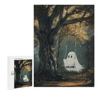 Puzzles 500 PCS pour Adolescents Cute Ghost on Swing Puzzles pour Adultes À Monter Soi-même - Jeux Éducatifs Et Amusants en Famille 500 PCS