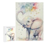 Puzzles 500 PCS pour Adolescents Cute Rainbow Elephant Puzzle pour Adultes Jouets Anti-Stress Modèle À Assembler Cadeau d'anniversaire, Cadeaux, 500 PCS