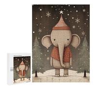 Puzzles 500 PCS pour Adolescents Cute Xmas Elephant Jeu De Puzzle Casse-tête Anti-Stress Stimulant À Compléter 500 PCS