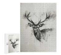 Puzzles 500 PCS pour Adolescents Deer Head in Charcoal Puzzles pour Adultes À Monter Soi-même - Jeux Éducatifs Et Amusants en Famille 500 PCS