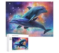 Puzzles 500 PCS pour Adolescents Dolphins in Cosmic Harmony Jeux De Puzzle Relaxants Améliorent La Mémoire Offrez-Les en Cadeau À Toute La Famille 500 PCS