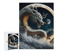 Puzzles 500 PCS pour Adolescents Dragon Moonlit Sky -1 Puzzles pour Adultes Jeux Relaxants Difficulté Défi Éducatif Difficile 500 PCS