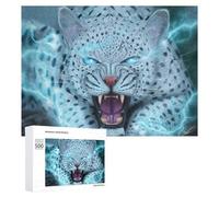 Puzzles 500 PCS pour Adolescents Electric Snow Leopard Roar Puzzles pour Adultes Jeux Relaxants Difficulté Défi Éducatif Difficile 500 PCS