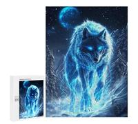Puzzles 500 PCS pour Adolescents Electric Wolf in Snowy Landscape Puzzles pour Adultes Jouets Anti-Stress Décoration Parfaite Cadeaux Anti-Stress 500 PCS