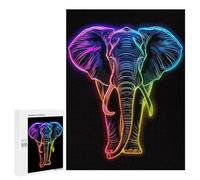 `Puzzles 500 PCS pour Adolescents Elephant Neon Animal Puzzles pour Adultes Jeux De Détente Découpe De Précision Offre Spéciale Cadeaux pour Toute La Famille 500 PCS