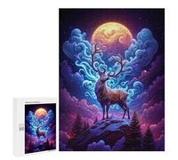 Puzzles 500 PCS pour Adolescents Enchanted Forest Moonlit Deer Puzzles pour Adultes Améliore La Mémoire Défi Éducatif Réduction du Stress Cadeaux 500 PCS