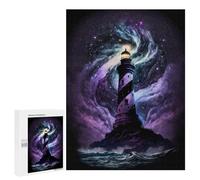 Puzzles 500 PCS pour Adolescents Enchanted Lighthouse in Starry Sky Puzzles pour Adultes Améliore La Mémoire Interaction Parent-Enfant Jouet Jeu Intellectuel 500 PCS
