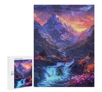 Puzzles 500 PCS pour Adolescents Enchanted Mountain Valley Sunset Puzzles pour Adultes Améliore La Mémoire Interaction Parent-Enfant Jouet Jeu Intellectuel 500 PCS