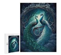 Puzzles 500 PCS pour Adolescents Enchanted Peacock Pair in Moonlight Puzzle pour Adultes Jeux Amusants Une Œuvre d'art Aidez Votre Cerveau À Faire Travailler 500 PCS