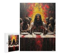 Puzzles 500 PCS pour Adolescents Expressionist The Last Supper - Bold Contemporary Art Reinterpretation Puzzles pour Adultes Jeu De Réflexion Cadeau d'anniversaire Difficile À Compléter 500 PCS