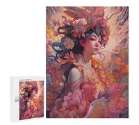 Puzzles 500 PCS pour Adolescents Fantasy Artwork Woman with Phoenix Wings Puzzles pour Adultes Améliore La Mémoire Défi Éducatif Réduction du Stress Cadeaux 500 PCS