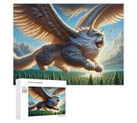 Puzzles 500 PCS pour Adolescents Fantasy Flying Cat Art Print Jeux De Puzzle Relaxants Améliorent La Mémoire Offrez-Les en Cadeau À Toute La Famille 500 PCS