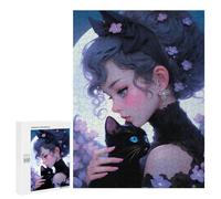 Puzzles 500 PCS pour Adolescents Fantasy Gothic Cat Lady Jeu De Puzzle Casse-tête Anti-Stress Stimulant À Compléter 500 PCS