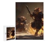 Puzzles 500 PCS pour Adolescents Feline Warriors in Action Puzzle pour Adultes : Un Jeu Manuel Amusant Et Humoristique pour Un Anniversaire Ou Noël 500 PCS