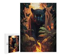 Puzzles 500 PCS pour Adolescents Fiery Black Panther Puzzles pour Adultes Jouets Anti-Stress Décoration Parfaite Cadeaux Anti-Stress 500 PCS