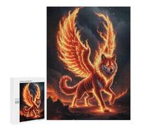 Puzzles 500 PCS pour Adolescents Fiery Winged Wolf Puzzles pour Adultes Jeu De Réflexion Cadeau d'anniversaire Difficile À Compléter 500 PCS
