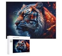 Puzzles 500 PCS pour Adolescents Flame Tiger Digital Art Jeux De Puzzle Relaxants Améliorent La Mémoire Offrez-Les en Cadeau À Toute La Famille 500 PCS