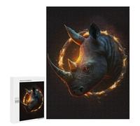 Puzzles 500 PCS pour Adolescents Flaming Rhino Artwork Puzzles pour Adultes Décoration Murale Jouet Difficile, Difficile, Stimulant À Compléter 500 PCS
