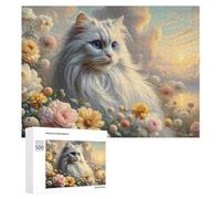 Puzzles 500 PCS pour Adolescents Floral Fantasy Cat Artwork -5 Jeux De Puzzle Relaxants Améliorent La Mémoire Offrez-Les en Cadeau À Toute La Famille 500 PCS
