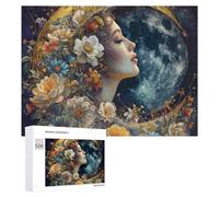 Puzzles 500 PCS pour Adolescents Floral Moon Fantasy Artwork Jeux De Puzzle Relaxants Améliorent La Mémoire Offrez-Les en Cadeau À Toute La Famille 500 PCS
