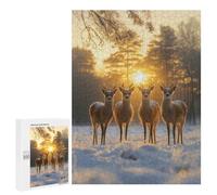 Puzzles 500 PCS pour Adolescents Four Deer at Sunset Puzzles pour Adultes Décoration Murale Jouet Difficile, Difficile, Stimulant À Compléter 500 PCS