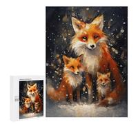 Puzzles 500 PCS pour Adolescents Fox Christmas Family Jeu De Puzzle Casse-tête Anti-Stress Stimulant À Compléter 500 PCS